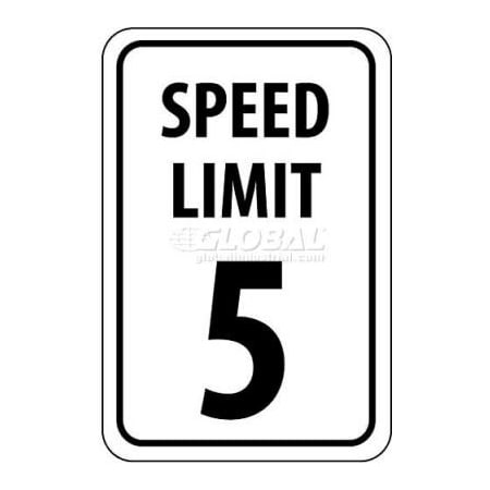 National Marker Co NMC Traffic Sign, 5 MPH Speed Limit Sign, 24in X 18in, White/Black TM17J